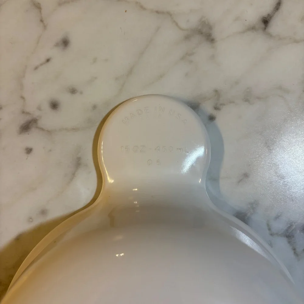 Vintage Corning White Milk Glass Soup Chili Bowl with Tab Handle 15oz Made inUSA